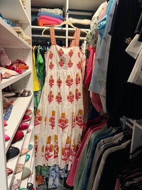 Pink City Prints floral open back block print dress